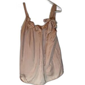 Loft Cottagecore Bohochic Light Pink Flower Applique Bow Lined Tank Top M